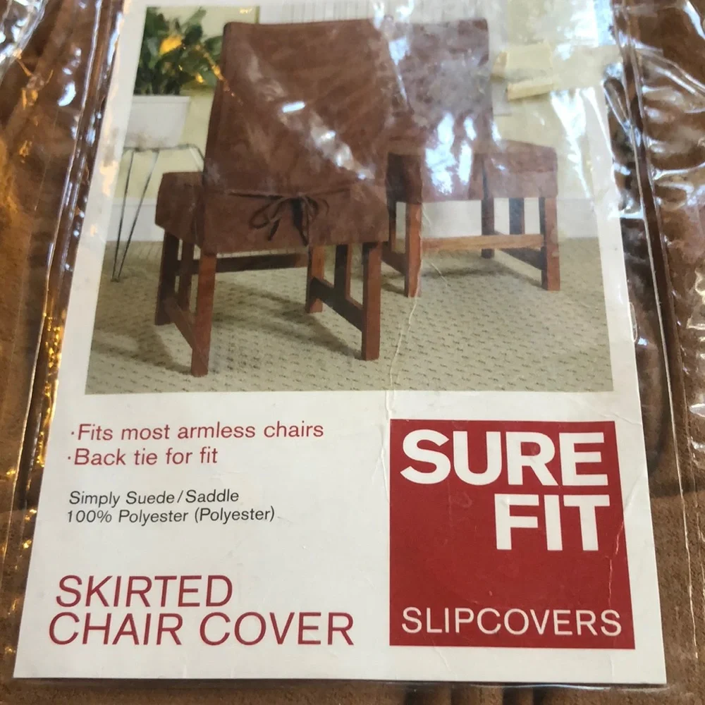 Faux Suede Skirted Chair Cover
